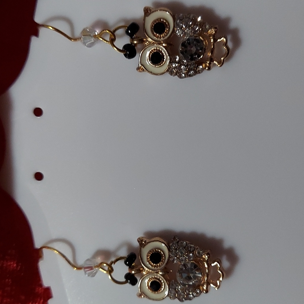 Handmade gorgeous owl with beads earrings